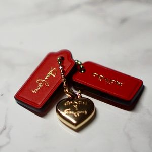 Coach Selena Gomez Red Heart Tags Bag Charm